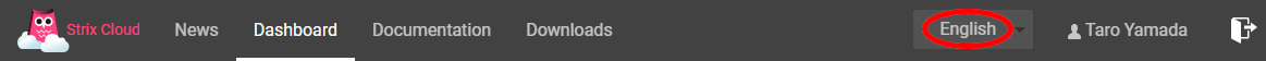 Language selection dropdown