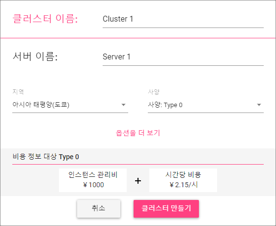 Create cluster popup