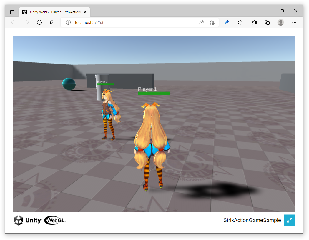 A screenshot of a sample game running on a web browser using WebGL