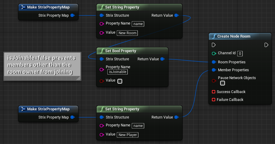 Blueprint to create a room with isJoinable set to false